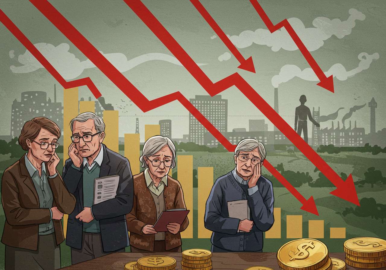How does an aging population affect pension fund returns?